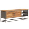 vidaXL ТВ шкаф, рециклиран тик и стомана, 120x30x40 cм