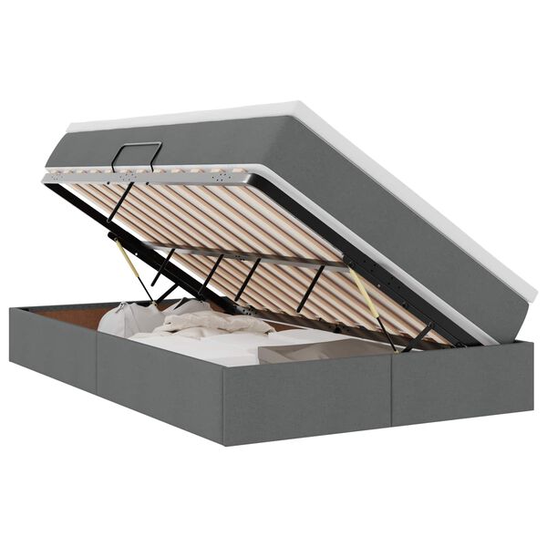 vidaXL Легло с място за съхранение и матрак Тъмен сив 120 x 200 cm