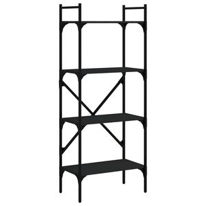 vidaXL Библиотека 4 рафта черна 56x31,5x138,5 см инженерно дърво