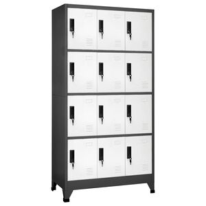 vidaXL Заключващ се шкаф, антрацит и бяло, 90x45x180 см, стомана