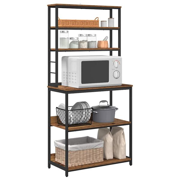 vidaXL Кухненски рафт Старо дърво 80 x 40 x 168 см Инженерно дърво