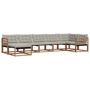 vidaXL Комплект дивани за открито 7 pcs Естествено и светло сиво