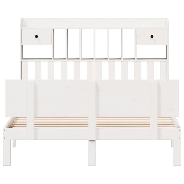 vidaXL Легло с етажерка за книги, без матрак, 140x200 см, бор масив