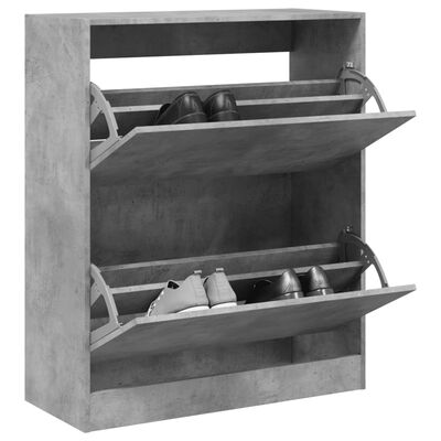 vidaXL Шкаф за обувки, бетонно сив, 80x34x96,5 см, инженерно дърво