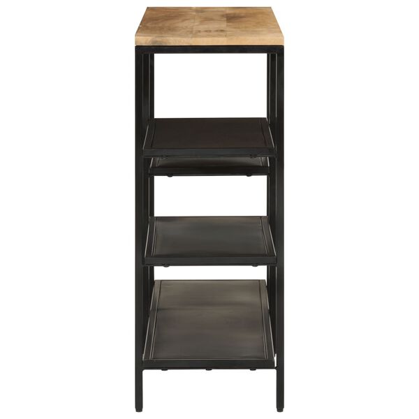 vidaXL Конзолна маса, 110x30x75 cм, мангово дърво масив и желязо