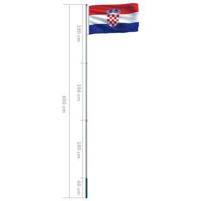 vidaXL Флаг на Хърватия и алуминиев флагщок, 6 м