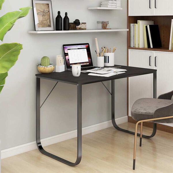 vidaXL Компютърно бюро, черно, 110x60x73 см, ПДЧ