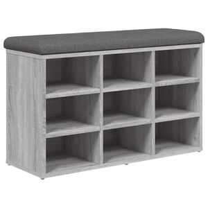 vidaXL Пейка за обувки, сив сонома, 82x32x50 см, инженерно дърво