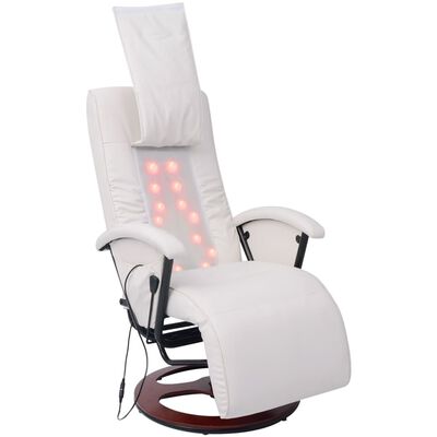 vidaXL Шиацу масажен стол, бял, изкуствена кожа