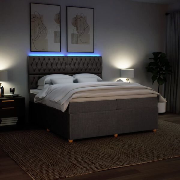 vidaXL Боксспринг легло с матрак, таупе, 200x200 см, плат