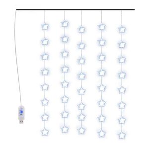vidaXL LED завеса от светещи звезди, 200 LED, синя, 8 режима