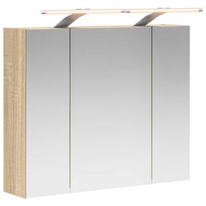 vidaXL Шкаф с огледало за баня Сонома дъб 60 x 14,5 x 50 см