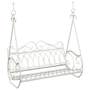 vidaXL Лавица с люлка Стомана 112 х 60 х 126,5 см Антично бяло