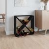 vidaXL Шкаф за вино, черен, 62x25x62 см, борово дърво масив