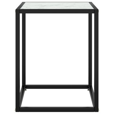 vidaXL Кафе маса, черна, с бяло мраморно стъкло, 40x40x50 см
