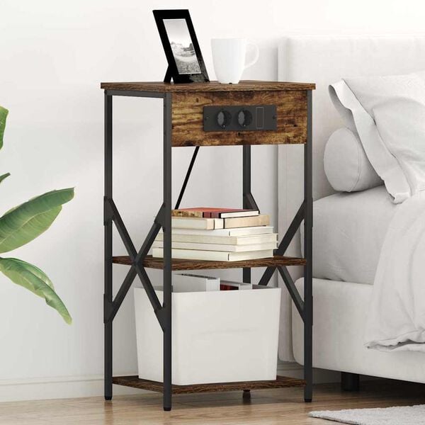 vidaXL Нощен шкаф 2 pcs Димян дъб 41 x 31 x 76 см Инженерно дърво