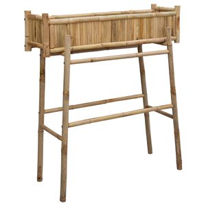vidaXL Градински сандък с държач Естествен 100 x 38 x 114 см Бамбук