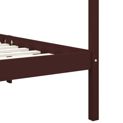vidaXL Рамка за легло с балдахин, тъмнокафява, бор масив, 160x200 см