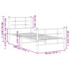 vidaXL Метална рамка за легло с горна и долна табла, бяла, 90x190 см