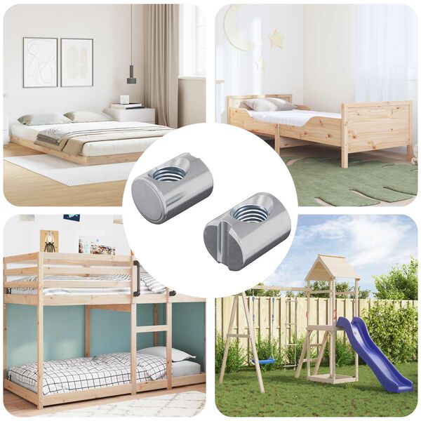 vidaXL Винтови гайки 2 pcs Сребрист M6 x 13 мм Метал