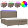 vidaXL Боксспринг легло с матрак и LED, таупе, 160x200 см, плат