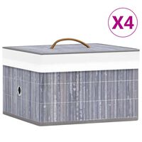 vidaXL Бамбукови кутии за съхранение 4 бр сиви