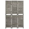 vidaXL Параван за стая, 3 панела, сив, 106,5x166 cм, дървен масив