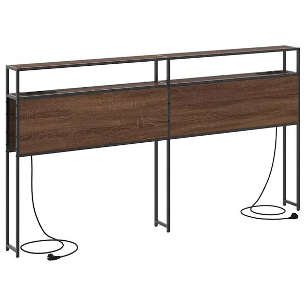vidaXL Табла за съхранение с рафт Кафяв дъб 200 cm Инженерно дърво