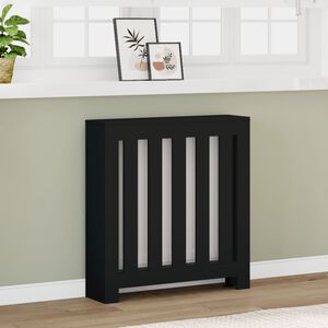 vidaXL Капак за радиатор, черен, 78x20x82 см, инженерно дърво