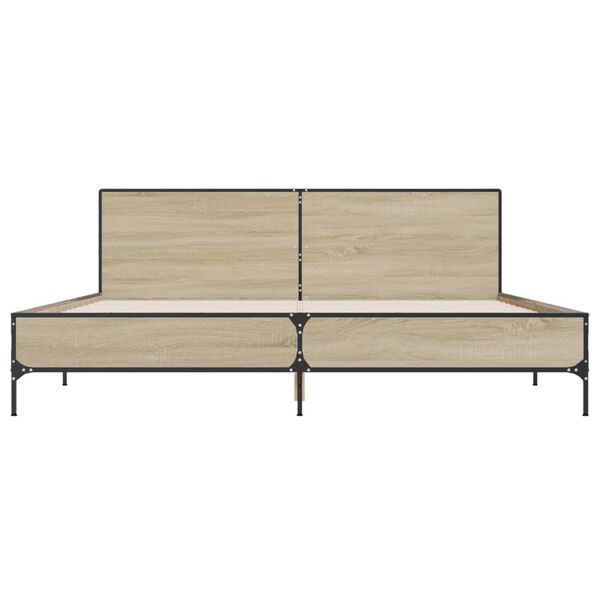 vidaXL Рамка за легло, дъб сонома, 200x200 см, инженерно дърво и метал