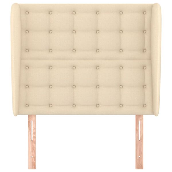 vidaXL Горна табла за легло с уши, кремава, 83x23x118/128 см, плат