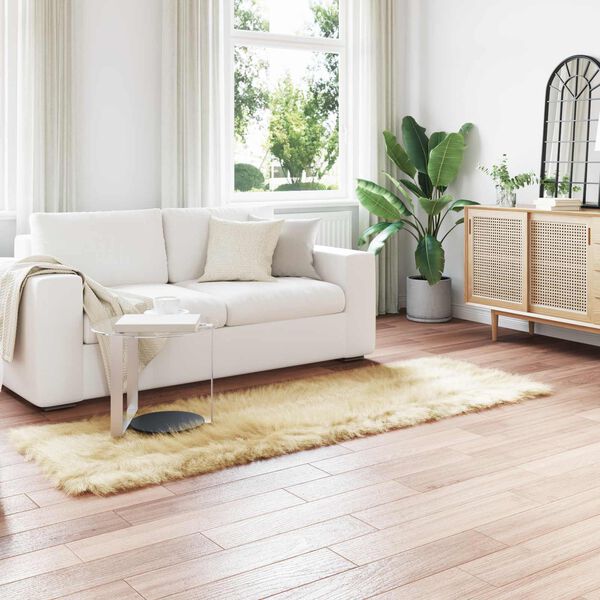 vidaXL Изкуствен овчи килим Tafalla Крем 80 x 250 cm Полиестер