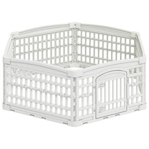 vidaXL 6 панелна играчка за кучета 122 x 106,5 x 40 см Пластмаса Бяло