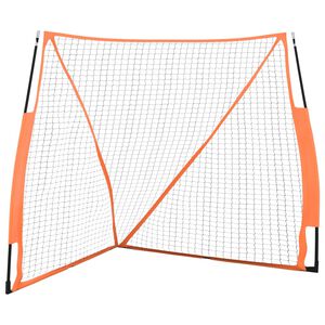 vidaXL Преносима бейзболна мрежа оранжево-черна 183x182x183 см стомана