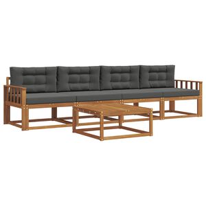 vidaXL Комплект дивани за открито 5 pcs Натурален и Антрацит