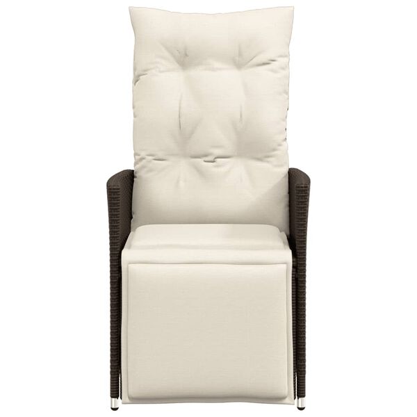 vidaXL Накланящи градински столове с възглавници 2 бр полиратан кафяви