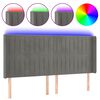 vidaXL LED горна табла за легло, светлосива, 203x16x118/128 см, кадифе