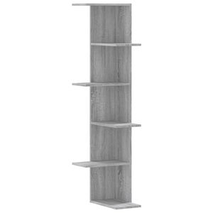 vidaXL Стенен ъглов рафт сив сонома 36,5x36,5x140 см инженерно дърво