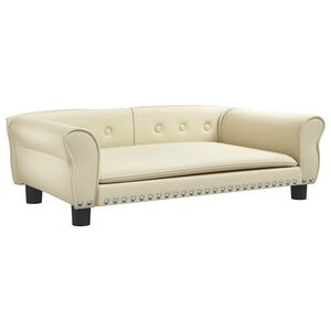 vidaXL Кучешко легло, кремаво, 95x55x30 см, изкуствена кожа