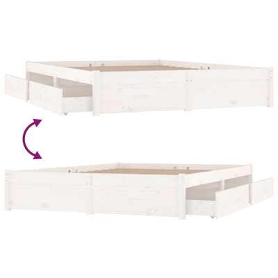 vidaXL Рамка за легло с чекмеджета, бяла, 200x200 см