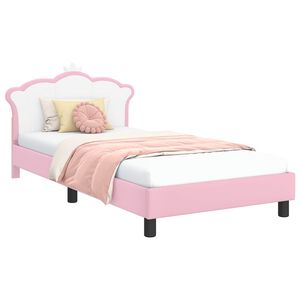 vidaXL Легло за деца с табла с таблото Розово 90 x 200 cm PU