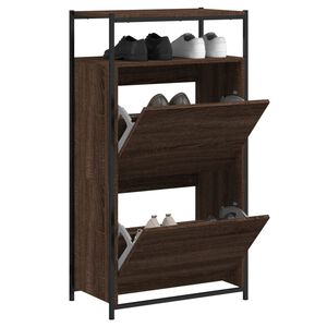 vidaXL Шкаф за обувки, кафяв дъб, 60x34x112 см, инженерно дърво