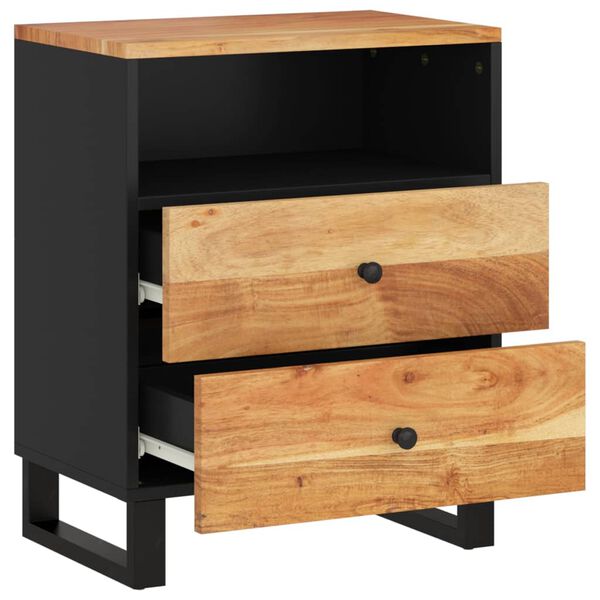 vidaXL Нощно шкафче 50x33x62 см масивна акация и инженерно дърво