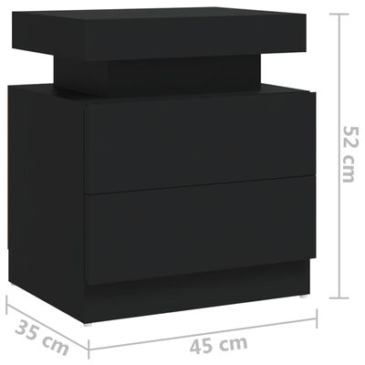 vidaXL Нощно шкафче, черно, 45x35x52 см, ПДЧ