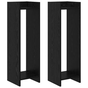 vidaXL Стойка за растения с рафт Черен Дъб 30 x 30 x 100 см