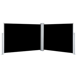 vidaXL Прибираща се странична тента, черна, 100x1000 см