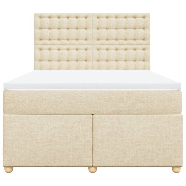 vidaXL Боксспринг легло с матрак, кремава, 160x200 см, плат