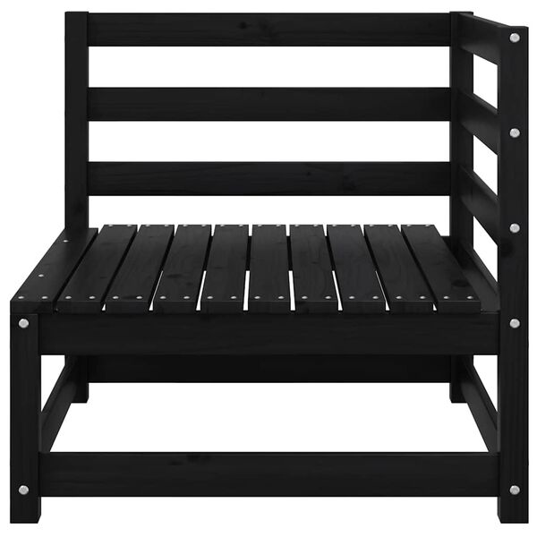 vidaXL Градински 2-местен диван с възглавници черен борово дърво масив