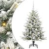 vidaXL Изкуствена светена коледна елха с комплект топки Зелено 120 cm