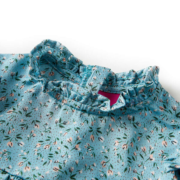 Детска рокля с дълъг ръкав, синя, 104